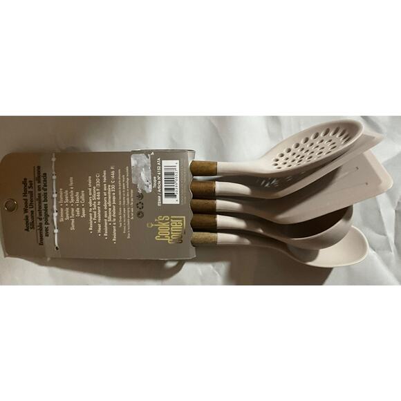 Kitchen Utensils Silicone Cooking Utensils, Nonstick With Natural Acacia Wood - Picture 4 of 13
